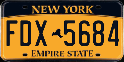 NY license plate FDX5684