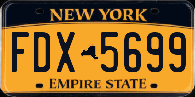 NY license plate FDX5699