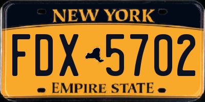 NY license plate FDX5702