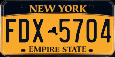 NY license plate FDX5704