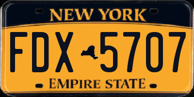 NY license plate FDX5707
