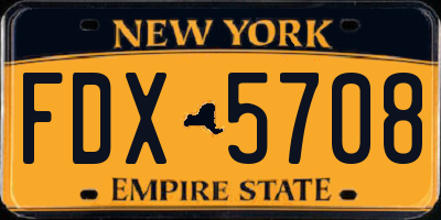 NY license plate FDX5708