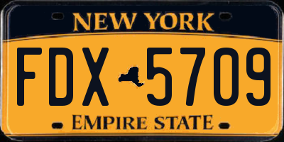 NY license plate FDX5709