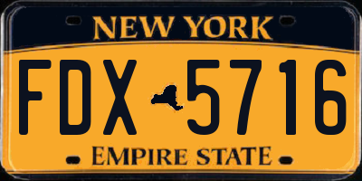 NY license plate FDX5716
