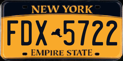 NY license plate FDX5722