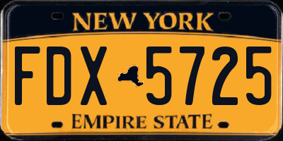 NY license plate FDX5725