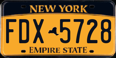 NY license plate FDX5728