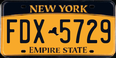 NY license plate FDX5729