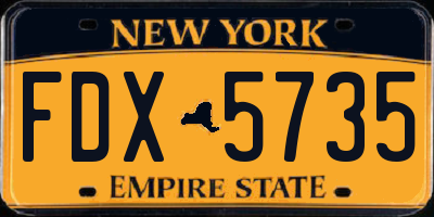 NY license plate FDX5735