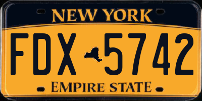 NY license plate FDX5742