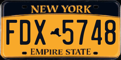 NY license plate FDX5748