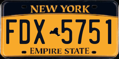 NY license plate FDX5751