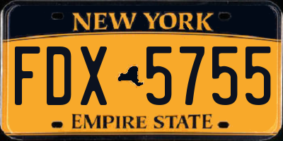 NY license plate FDX5755