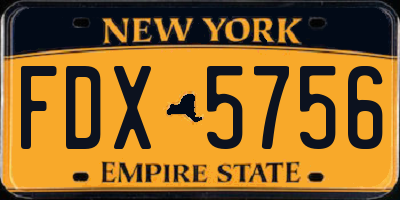 NY license plate FDX5756