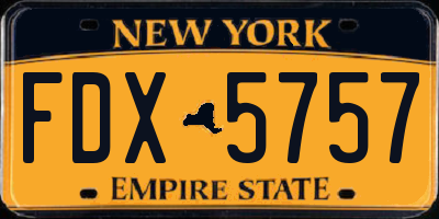 NY license plate FDX5757