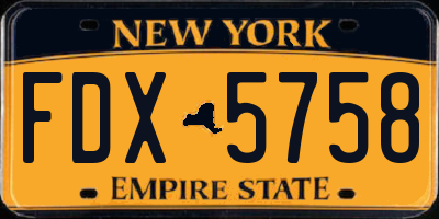 NY license plate FDX5758