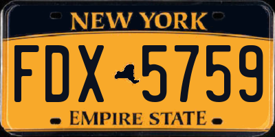 NY license plate FDX5759