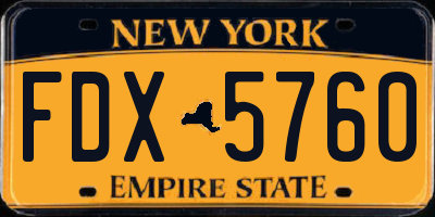 NY license plate FDX5760