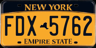 NY license plate FDX5762