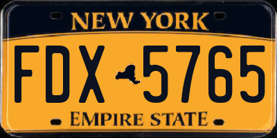 NY license plate FDX5765