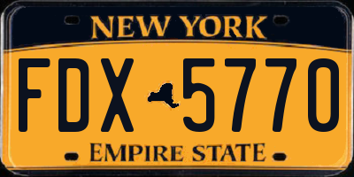 NY license plate FDX5770