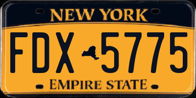 NY license plate FDX5775