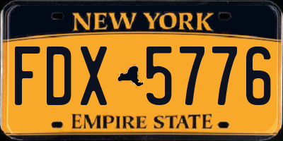 NY license plate FDX5776