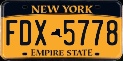 NY license plate FDX5778