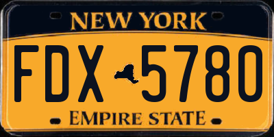 NY license plate FDX5780
