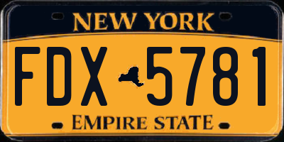 NY license plate FDX5781