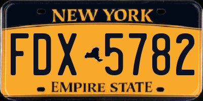 NY license plate FDX5782