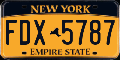 NY license plate FDX5787