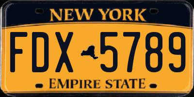 NY license plate FDX5789