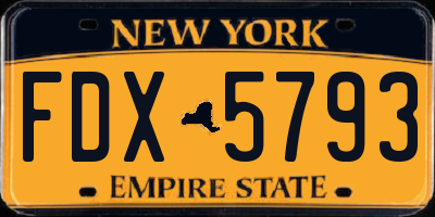 NY license plate FDX5793