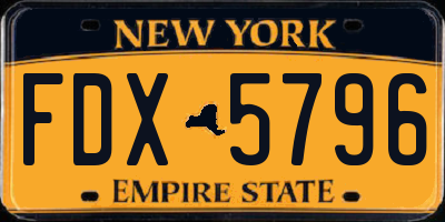 NY license plate FDX5796