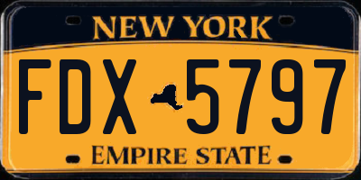 NY license plate FDX5797