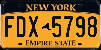 NY license plate FDX5798