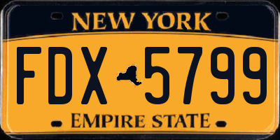 NY license plate FDX5799