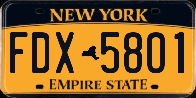 NY license plate FDX5801