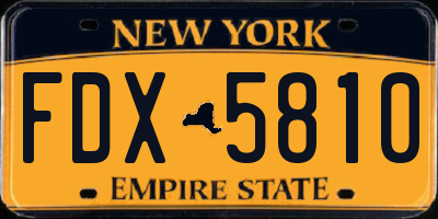NY license plate FDX5810