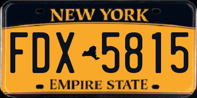 NY license plate FDX5815