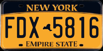 NY license plate FDX5816