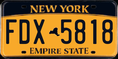 NY license plate FDX5818