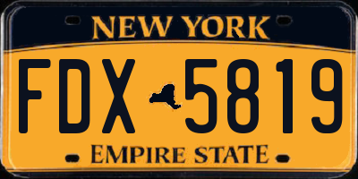 NY license plate FDX5819