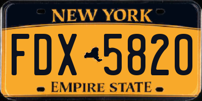 NY license plate FDX5820