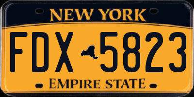 NY license plate FDX5823
