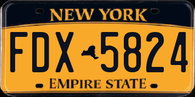 NY license plate FDX5824