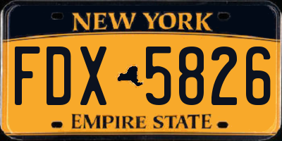 NY license plate FDX5826