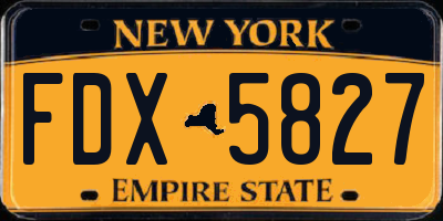 NY license plate FDX5827