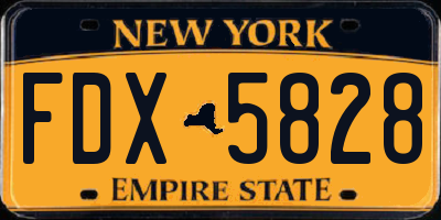 NY license plate FDX5828